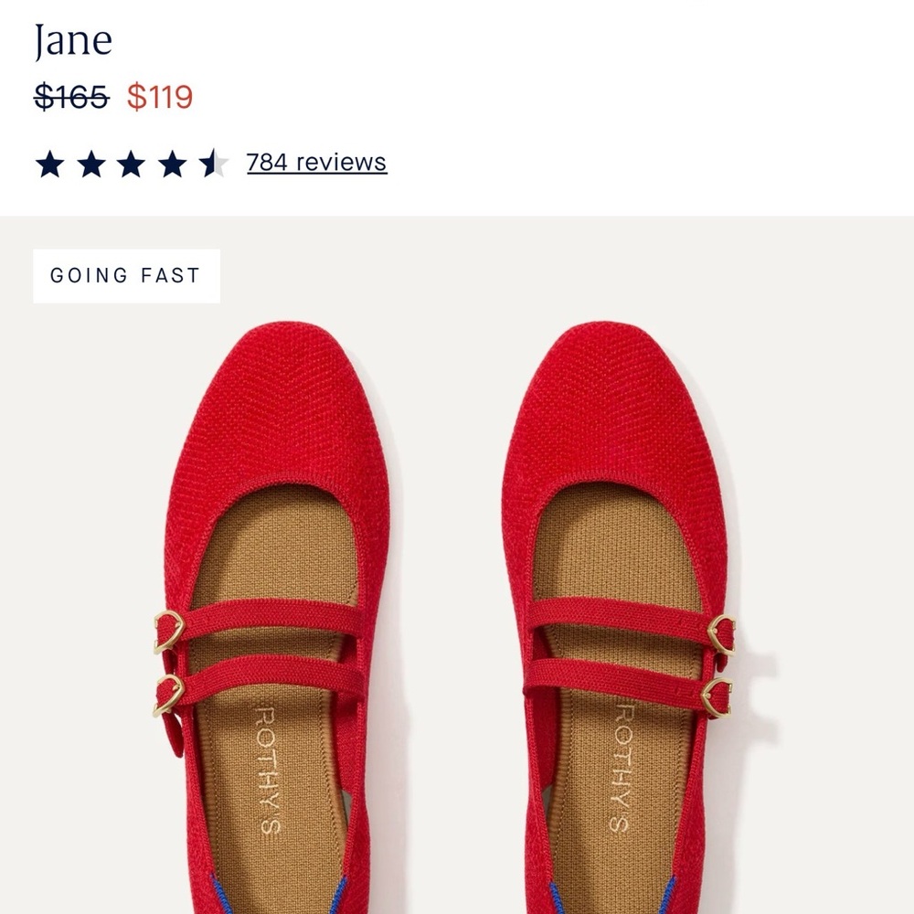 Rothy's Vibrant Red Double Strap Flats